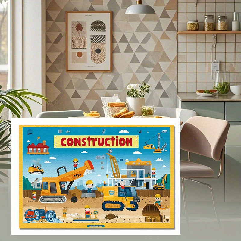 Set de 4 Sets de Table Thème Chantier – Déco de Cuisine en Lin 30x45cm pour Maison & Restaurant