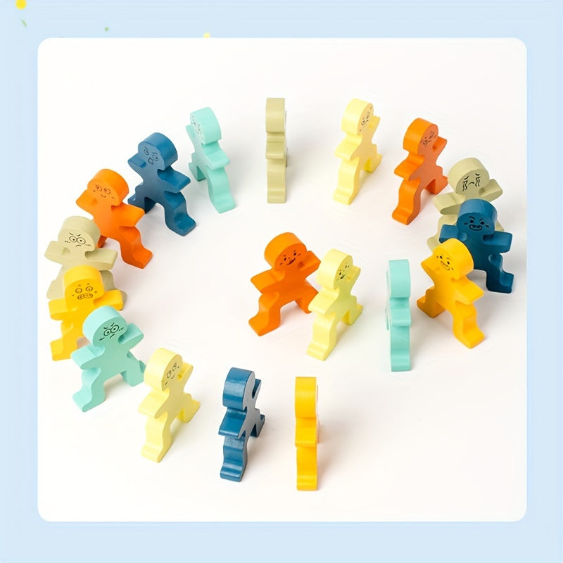 Blocs d'empilage en bois colorés - Jeu d'équilibre vibrant pour enfants, améliore la motricité fine et la concentration, parfait pour Noël et Thanksgiving King of Toys