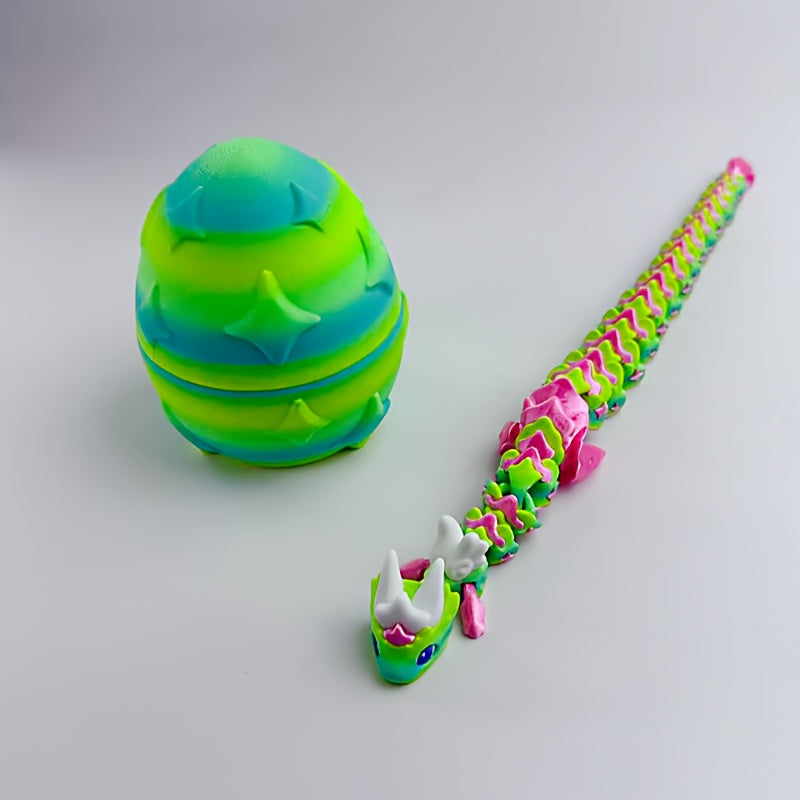 Figurine Dragon Articulé Imprimée 3D et son Œuf - Modèle de Collection Fantaisie pour Fans de Jeux de Rôle et Décoration - Cadeau Unique