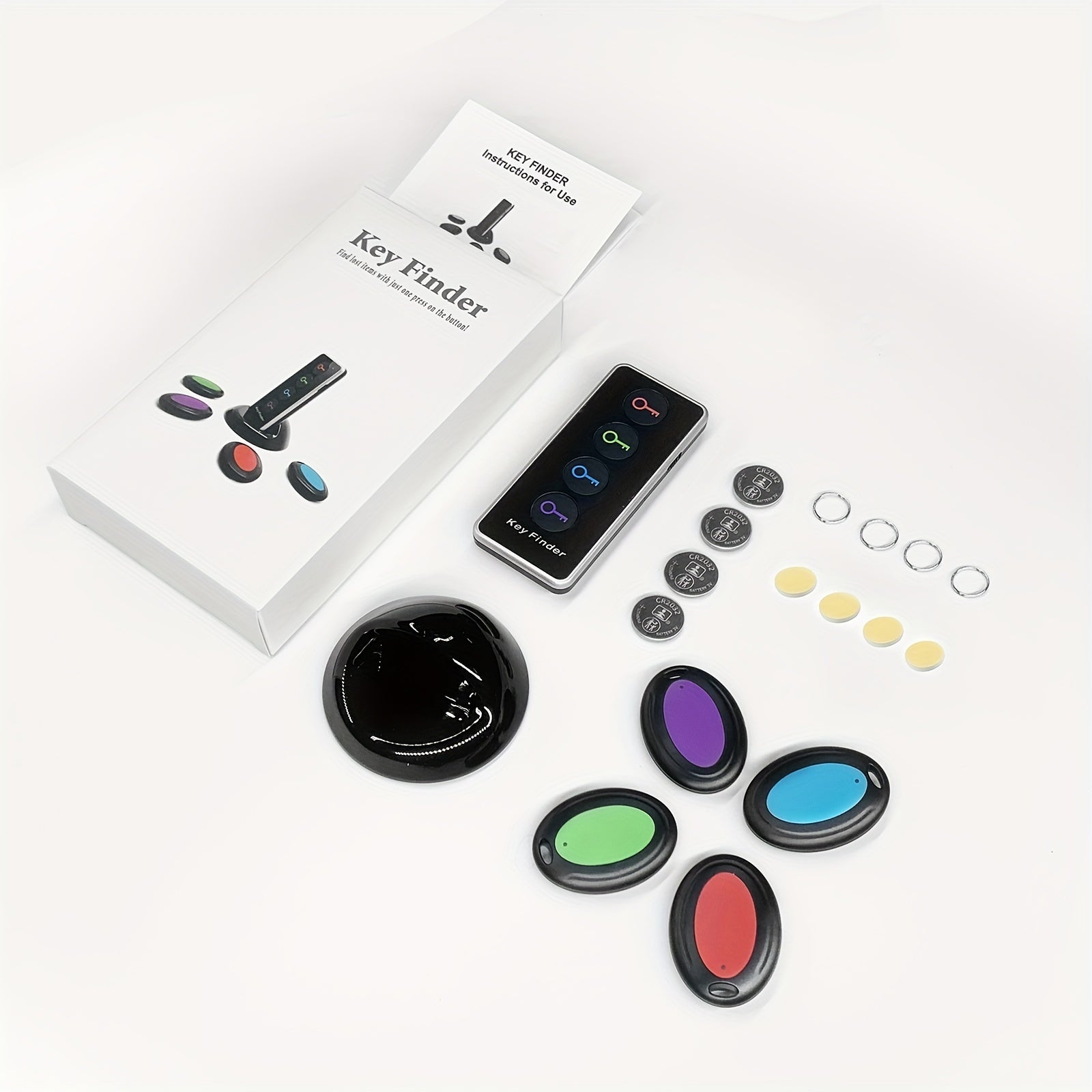 Traqueur de Clés sans Fil avec Suivi Facile | 1 Émetteur et 4 Récepteurs Anti-Perte pour Clés, Téléphones, Portefeuilles, Parfait pour les Séniors King of Toys