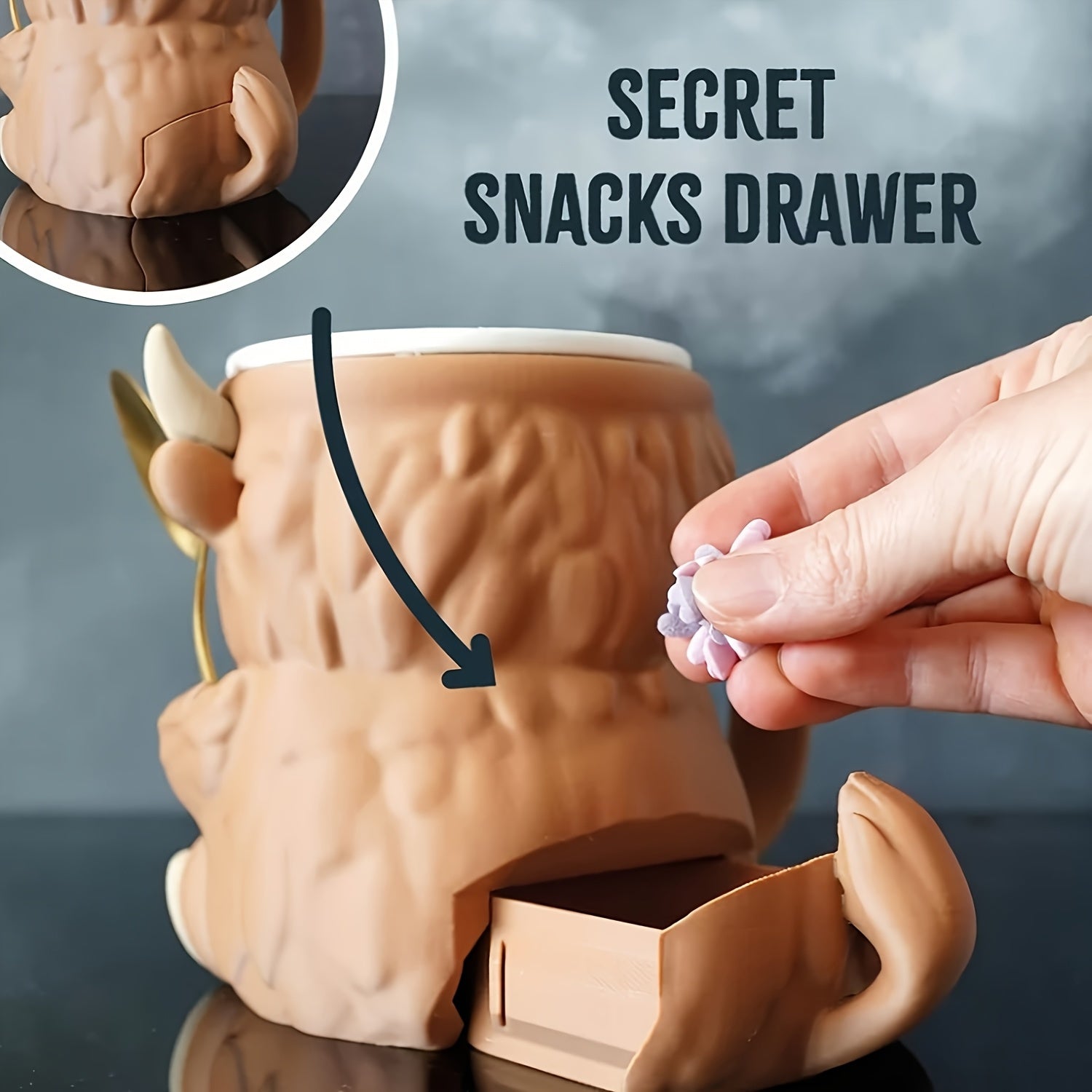 Mug Support Vache Écossaise 3D pour Boissons - Tasse Décorative avec Rangement Secret - Idéal Cadeau Fêtes et Décoration Maison