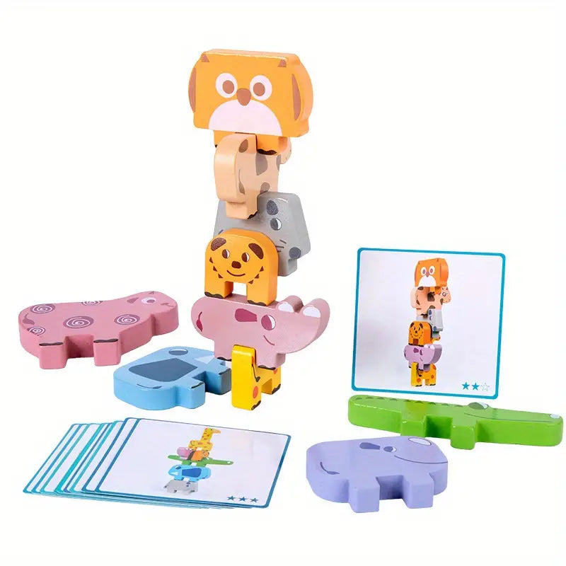 Blocs en Bois Montessori Animaux - Jouets de Tri et d'Empilage Speelgoed Koning