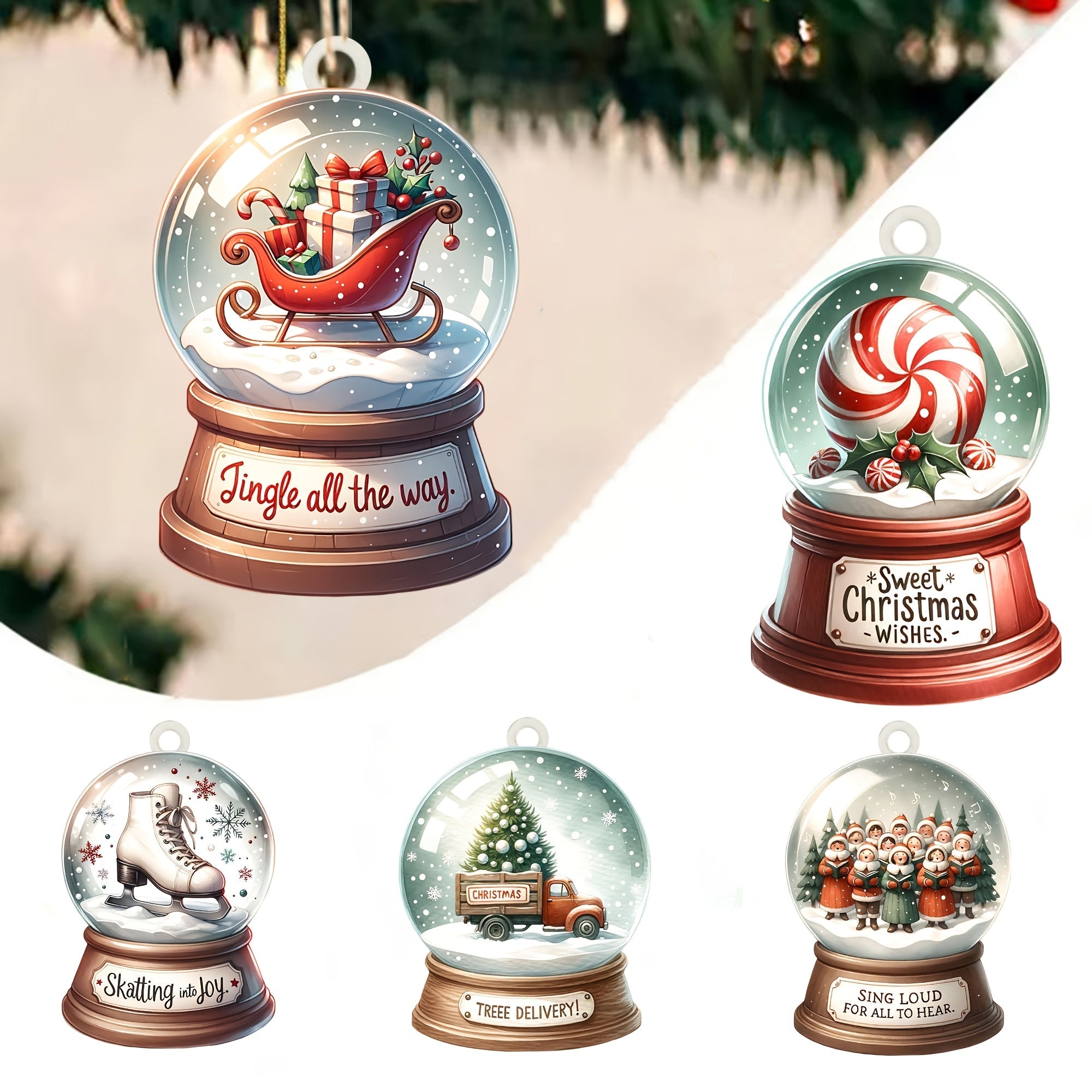 Set de 15 Ornements Bois Boule à Neige - Décoration Sapin et Maison, Cadeau Unique pour les Vacances King of Toys