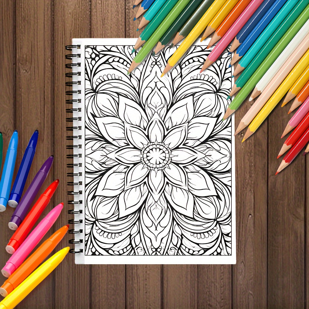 Livre de Coloriage à Spirale pour Ados & Adultes – 30 Motifs Uniques, Papier 100g, Détente et Cadeaux