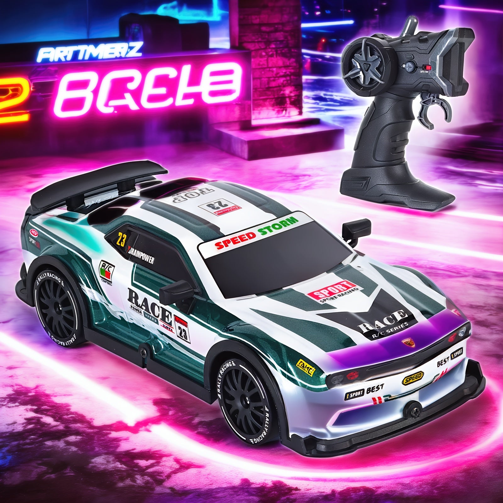 Voiture de drift télécommandée à grande vitesse avec lumières clignotantes LED - Mode Drift Batterie Li-Po rechargeable par USB, châssis robuste - Course pour enfants et adultes