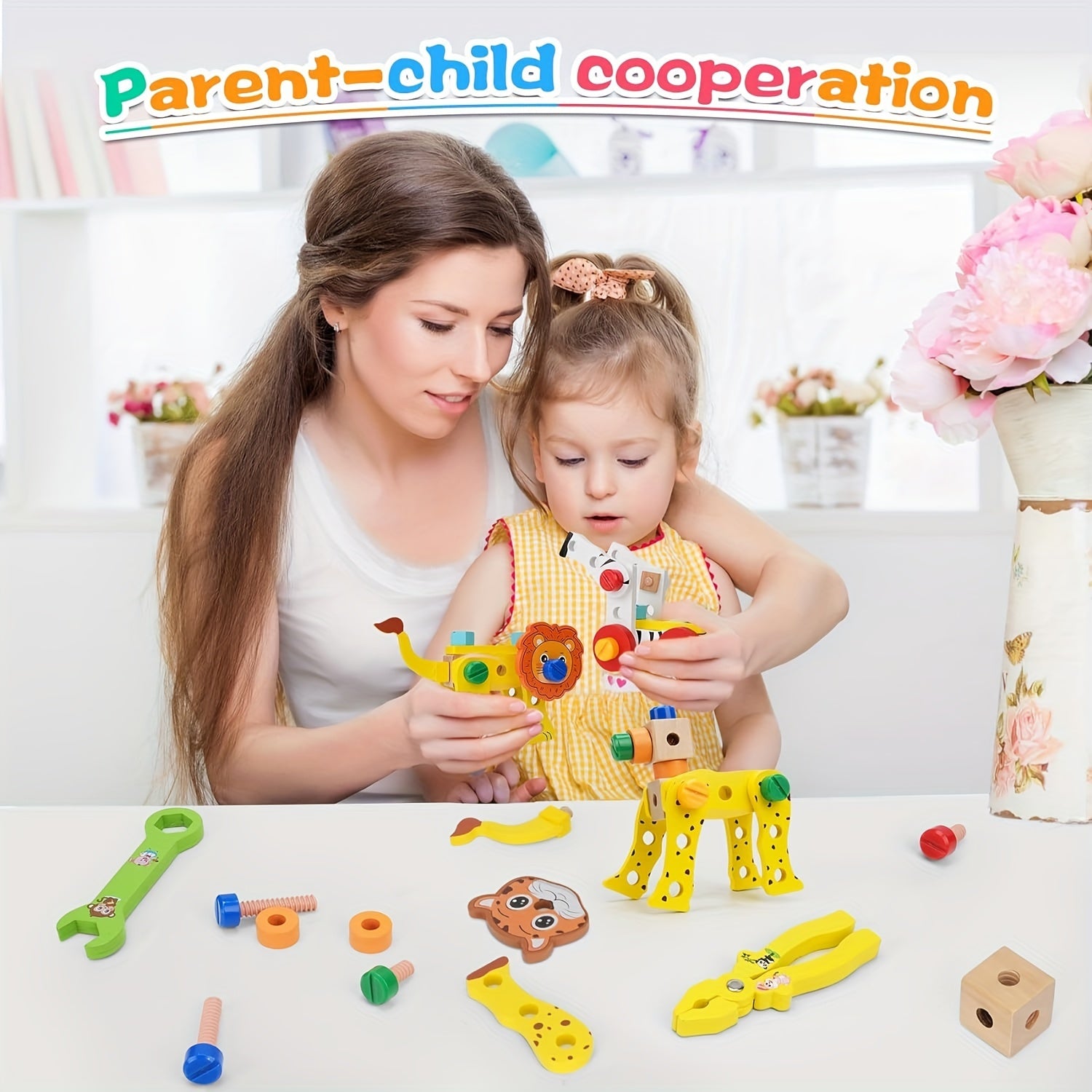 Boîte à Outils en Bois Animaux – Jeu de Construction Éducatif pour Filles & Garçons