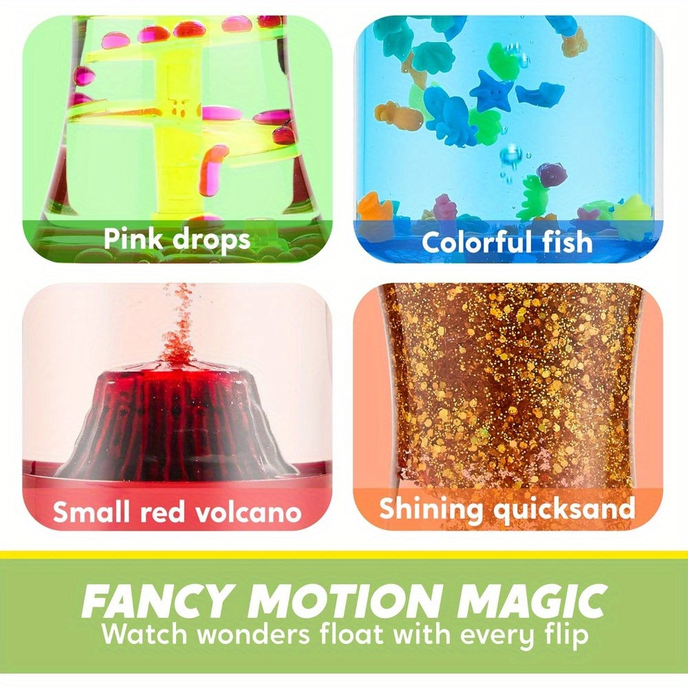 Lot de 4 Tubes Sensoriels Fidget pour Enfants 3 Ans et Plus - Jouet Calmant Anti-Stress pour Enfants Garçons Filles - Outil d'Éveil et de Concentration