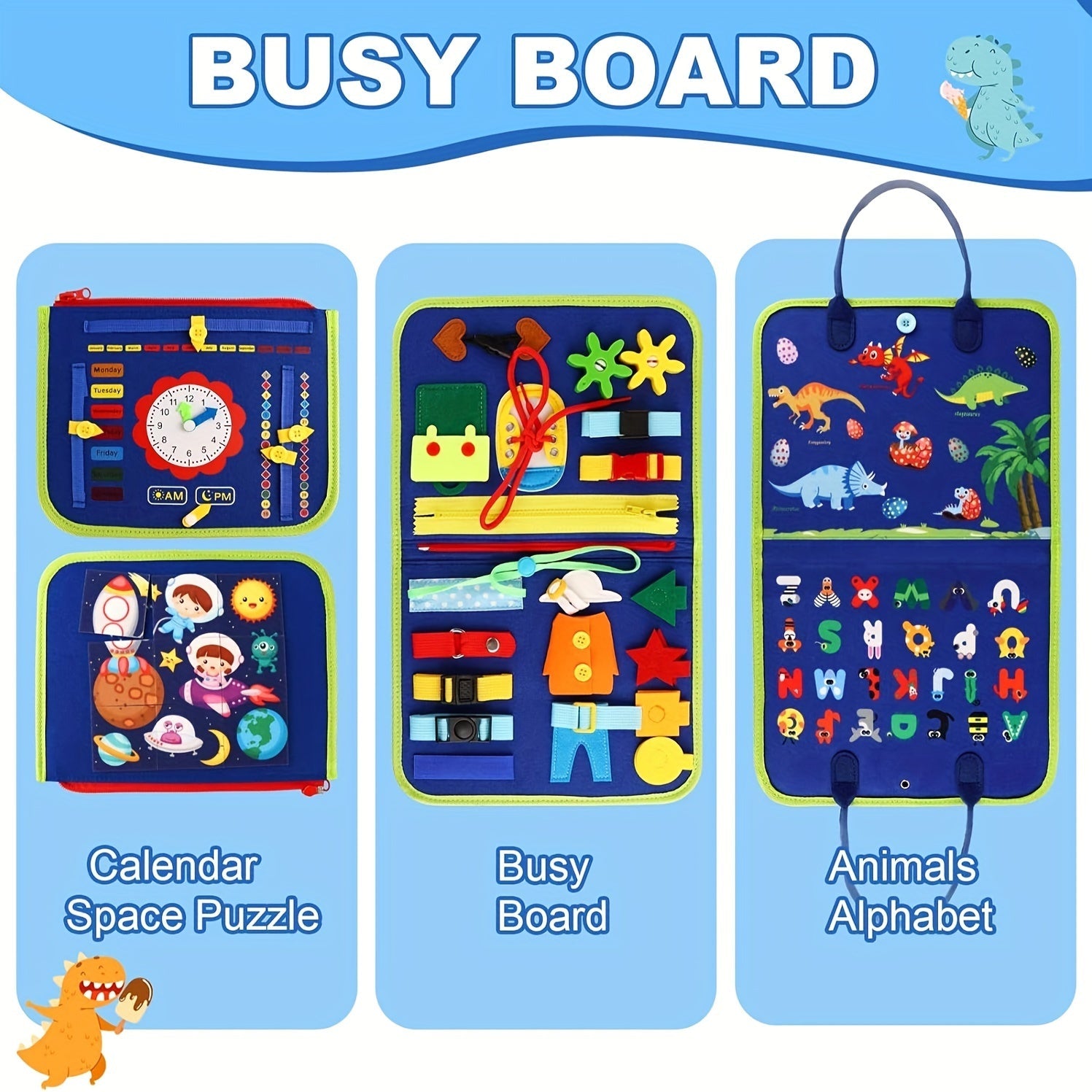 Tableau d'Activités 25-en-1 | Jouet Éducatif Sensoriel pour Tout-Petits de 1 à 4 Ans, Parfait pour les Voyages et Cadeau King of Toys