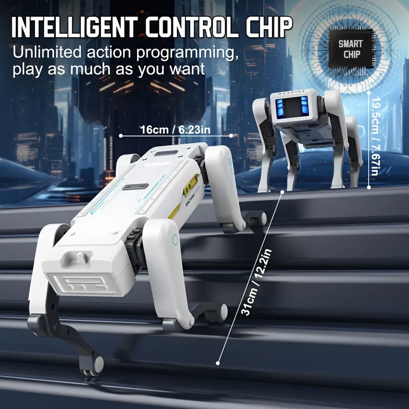Robot Chien Intelligent AI | Mignon Compagnon AI, Commandes Vocales Programmables, Technologie Noire, Déverrouiller les futurs compagnons de jeu