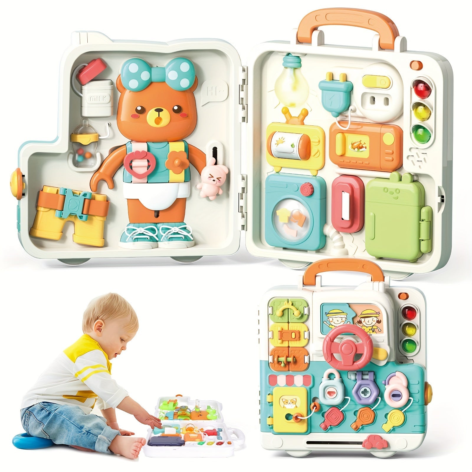 Tableau d’Activités Interactif pour Enfants - Jouet Éducatif pour 1-3 Ans, Cadeau de Noël & Anniversaire, Fonctionne avec Piles (AA), Vert King of Toys