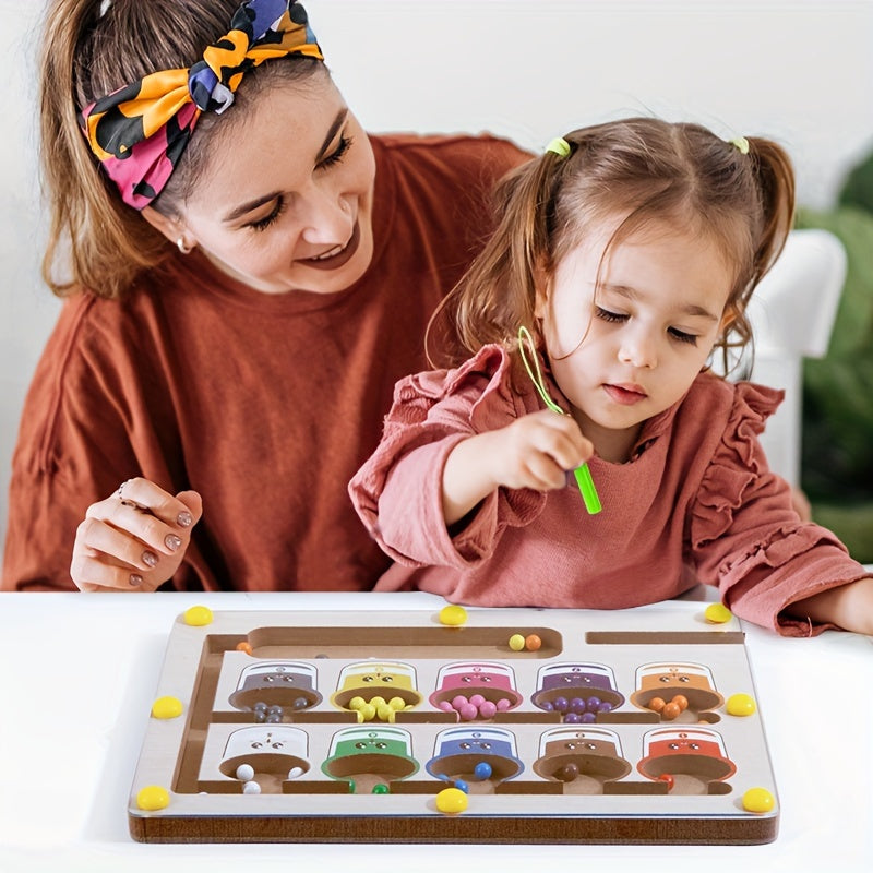 Tableau de Labyrinthe en Bois Coloré | Jeu Puzzle Éducatif pour Enfants