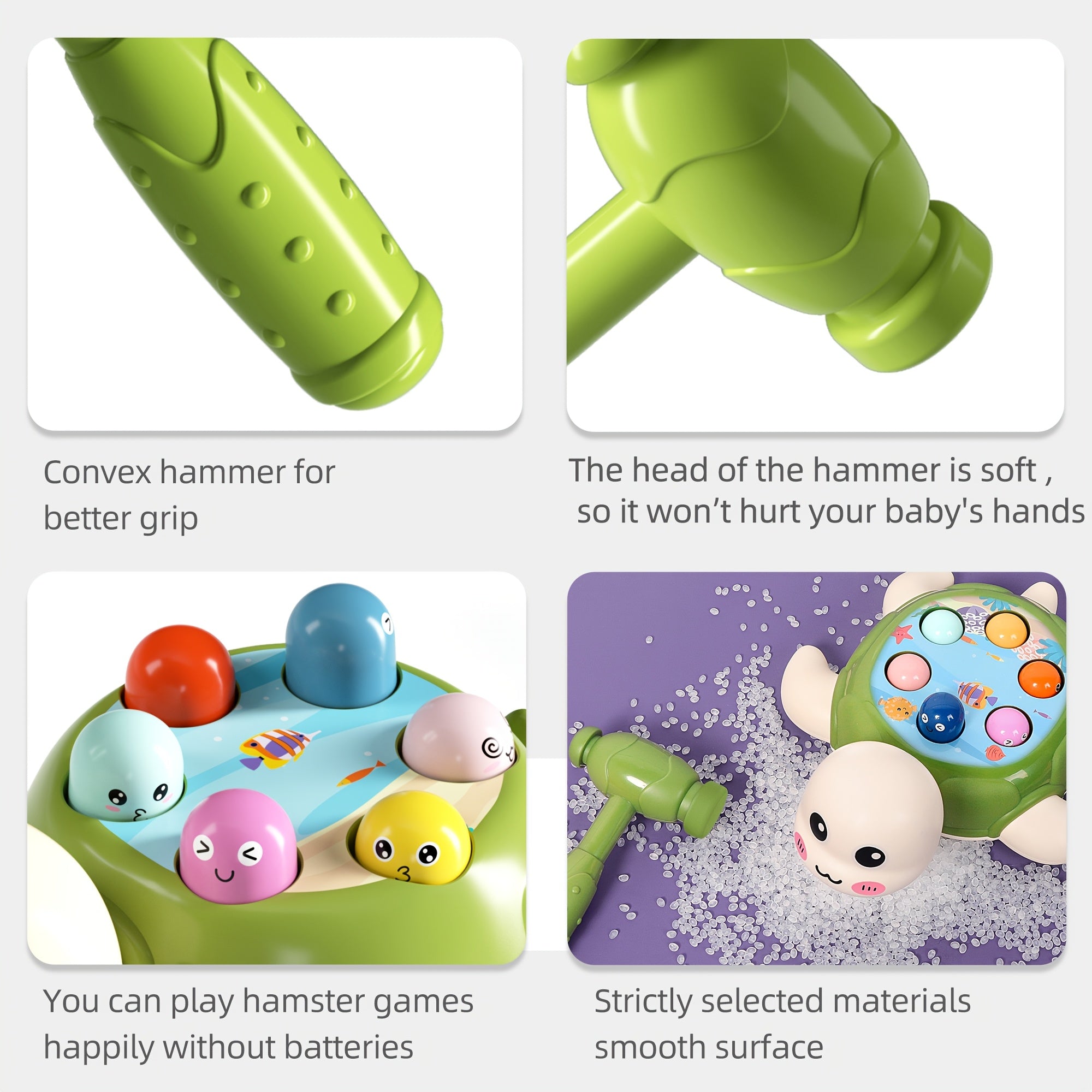 Jeu de Taper la Taupe "Tortue Marteau" pour Enfants 3 Ans et Plus - Jeu Interactif à Deux Marteaux pour la Coordination Œil-Main