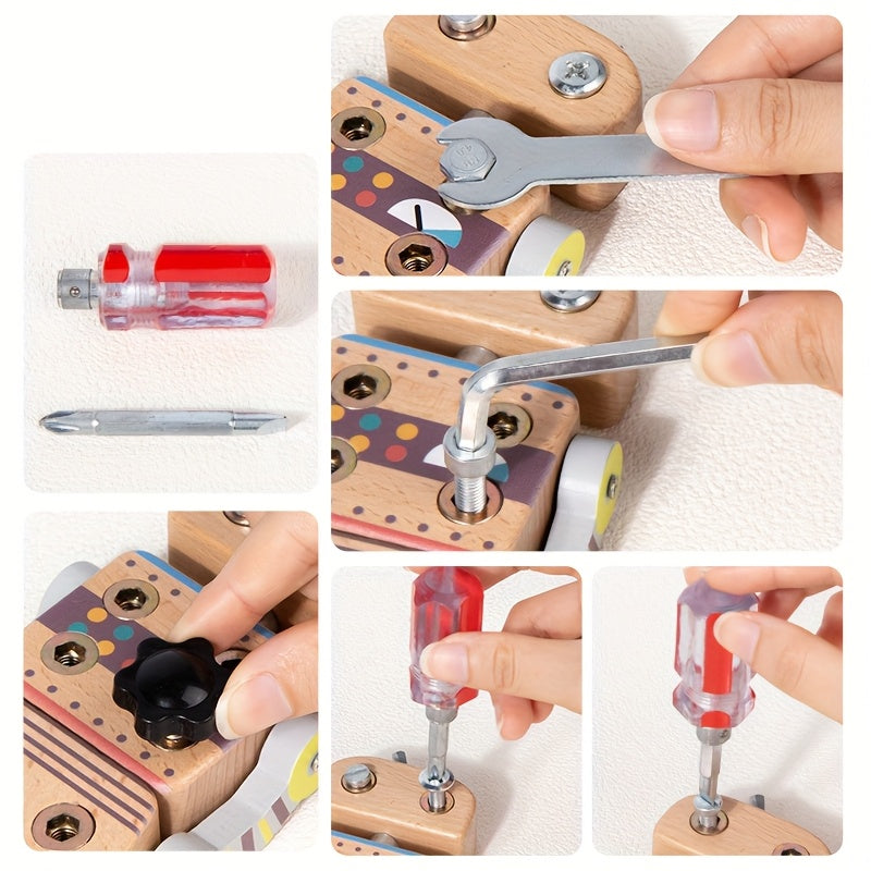 Robot d'Assemblage en Bois Montessori pour Enfants 3 Ans et Plus - Jouet Tournevis Éducatif et Kit de Construction DIY - Développement de la Motricité Fine