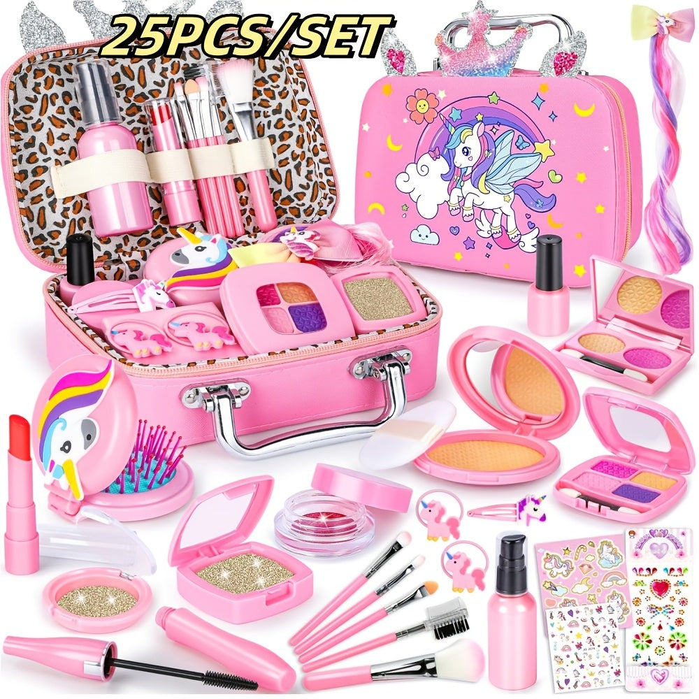 Kit de Maquillage pour Enfants - Maquillage Lavable avec Sac Licorne - Pour Filles de 3 à 12 Ans - Idéal pour Jeux d'Imitation & Cadeaux d'Anniversaire ou Noël King of Toys