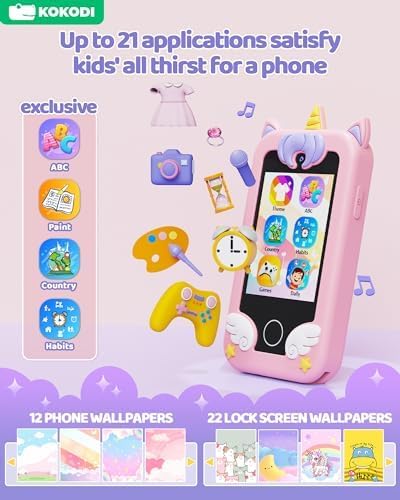 Smartphone Jouet pour Enfants 3-10 Ans - Téléphone Éducatif avec Double Appareil Photo HD - Cadeau Idéal Garçons Filles