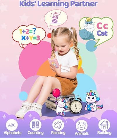 Smartphone Jouet pour Enfants 3-10 Ans - Téléphone Éducatif avec Double Appareil Photo HD - Cadeau Idéal Garçons Filles