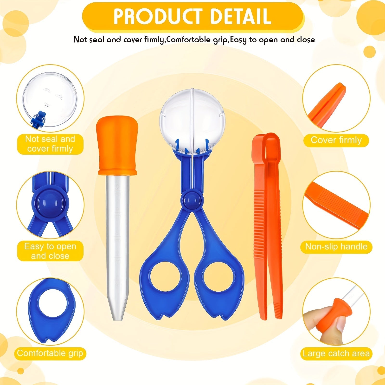 Set sensoriel 3pcs pour motricité fine - Pince ciseaux insecte, pince à épiler et compte-gouttes éducatif pour exploration extérieure King of Toys