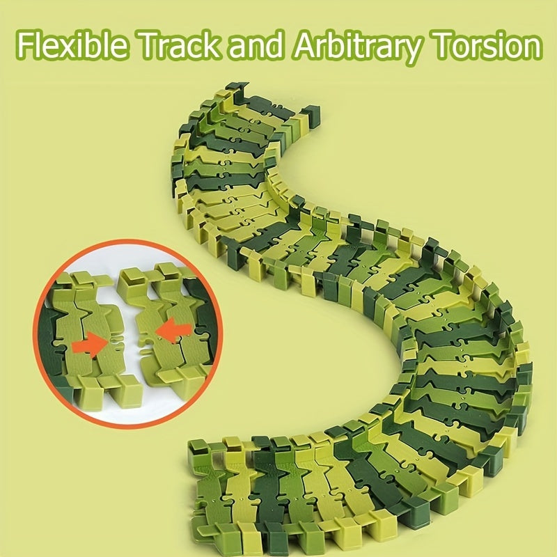 Circuit de Dinosaures Électrique DIY pour Enfants 3 Ans et Plus - Piste de Course Flexible Jurassique avec Figurines pour Garçons et Filles - Jouet Éducatif Assemblage