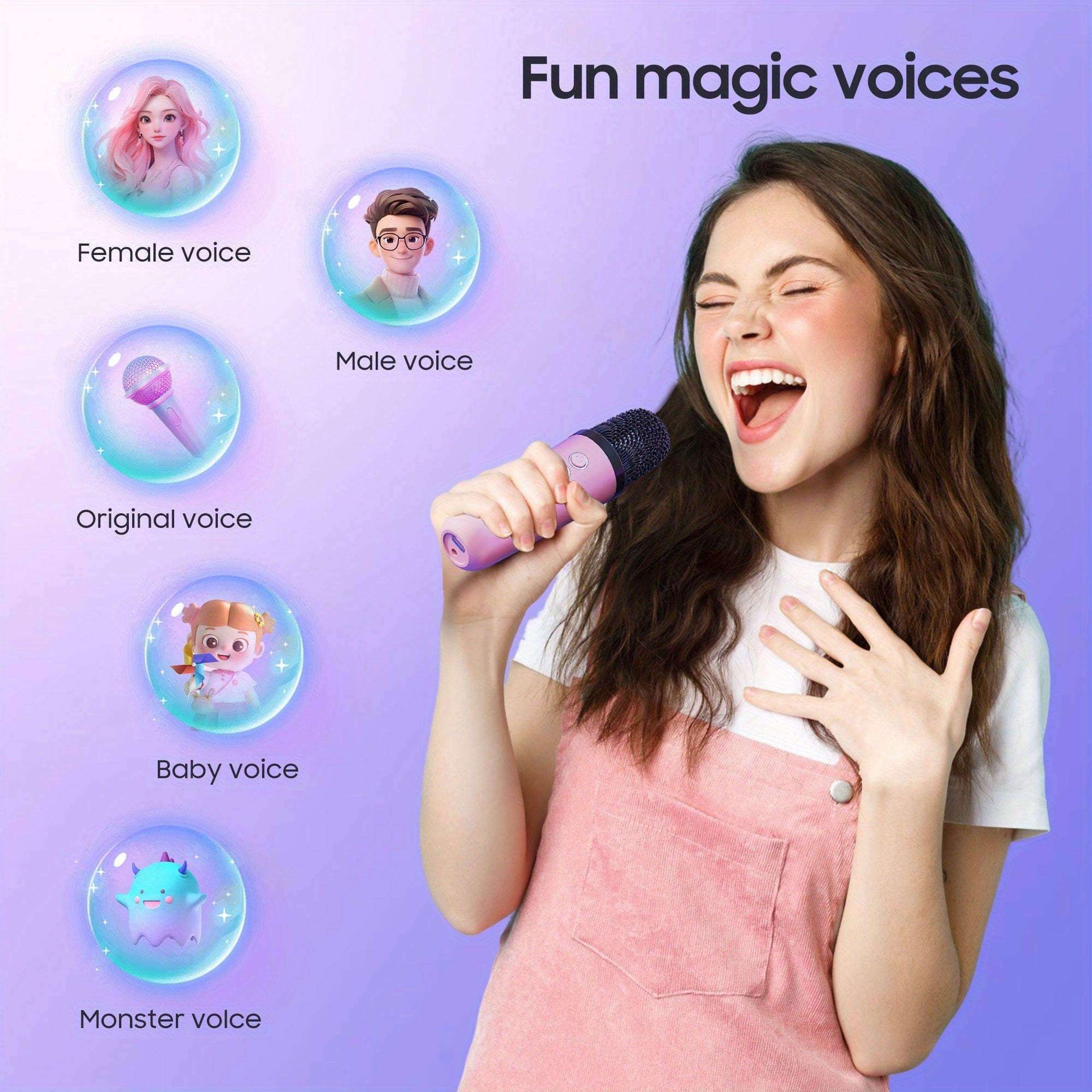 Mini Machine de Karaoké Portable avec 2 Microphones Sans Fil - Enceinte Bluetooth LED d'Ambiance pour Adultes et Fêtes