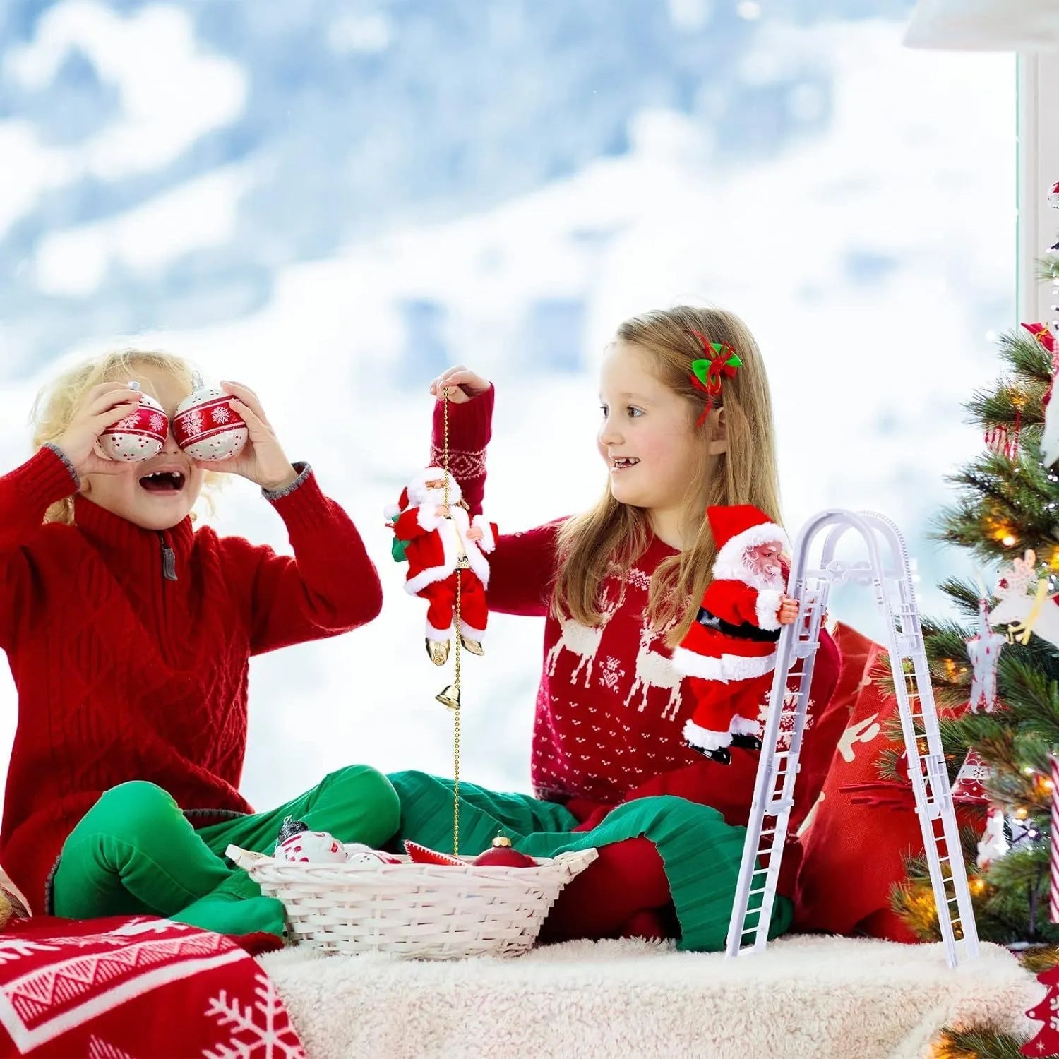 Père Noël Électrique Escaladeur avec Musique | Jouets Ornements de Cadeau Poupée Suspendus Décorations King of Toys