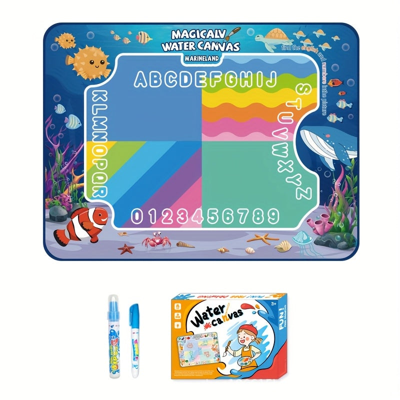 Tapis Magique d'Écriture à l'Eau Réutilisable pour Enfants 3 Ans et Plus - Tapis de Dessin Géant 80x60cm pour Apprentissage des Lettres et des Chiffres - Zéro Gâchis