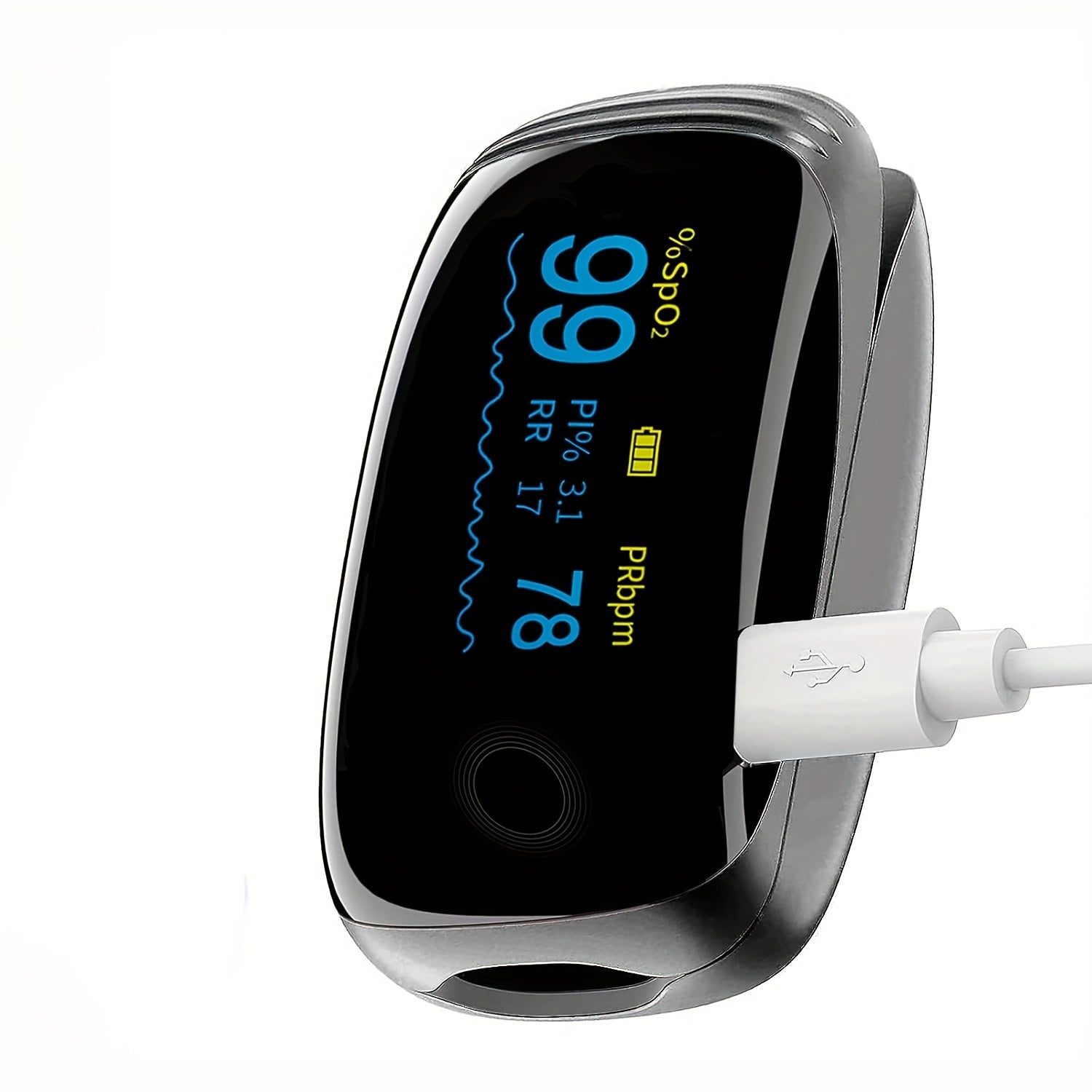 Oxymètre de Pouls à Pince Rechargeable pour Usage Universel - Moniteur de Saturation en Oxygène (SpO2) et Fréquence Cardiaque pour Sport et Maison