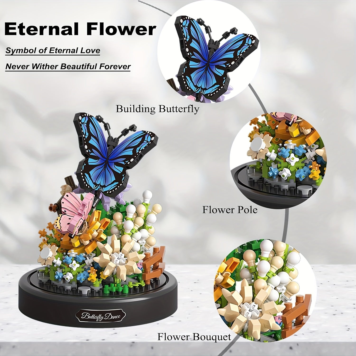 GardenBee Set de 588pcs Fleurs à Construire – Kit Mini Briques ABS avec Abeille & Papillon, Cadeau Idéal
