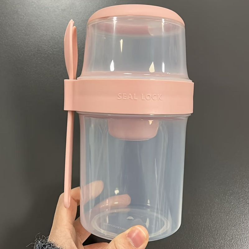 Gobelet Portable 2-en-1 pour Céréales et Salades - Récipient Hermétique pour Yaourt et Granola avec Cuillère - Idéal Déjeuner et Voyage
