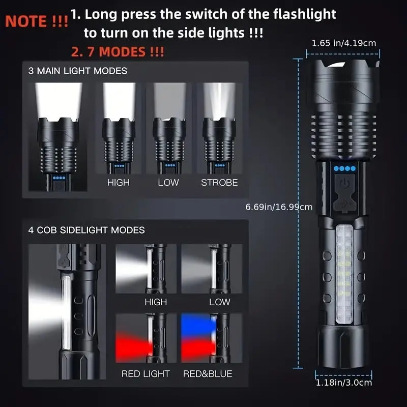 AlphaLights l Rechargeable LED flashlight 9000 Lumen l Military Speelgoed Koning