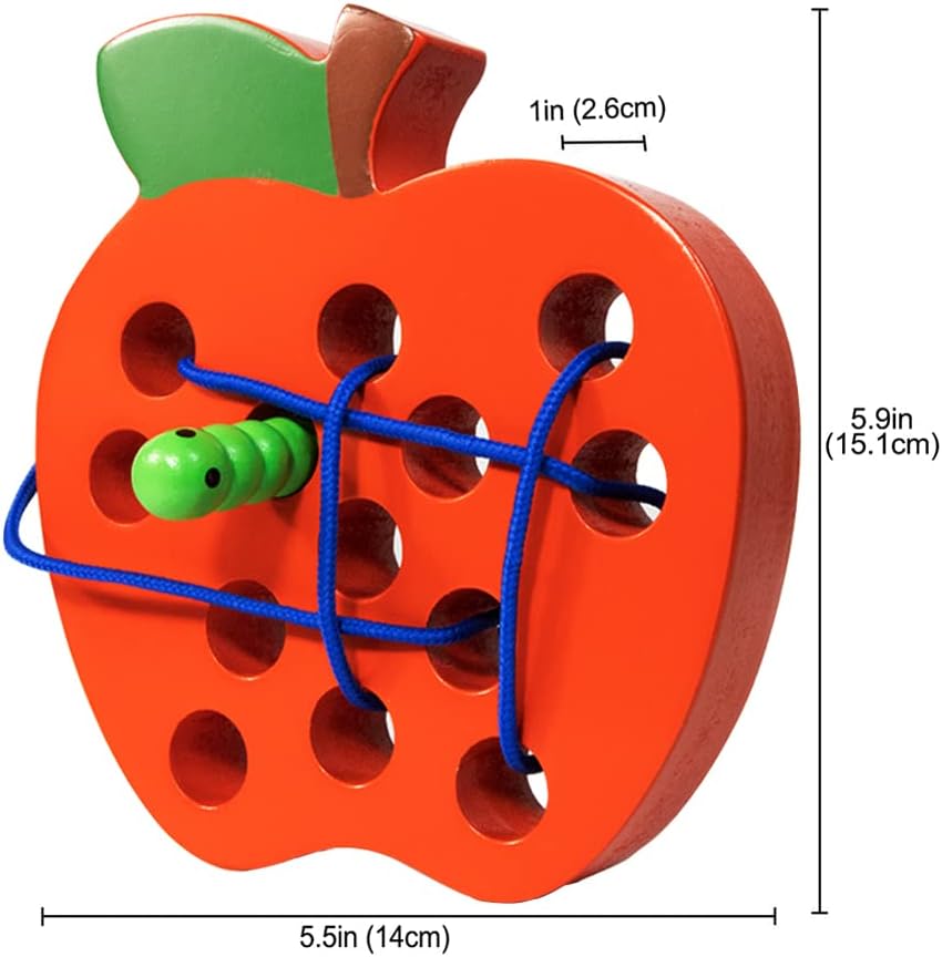 Jouet Montessori en Bois | Jeu de Lacer Pomme en Bois | Développement des Compétences Motrices pour Enfants 3-5 Ans King of Toys