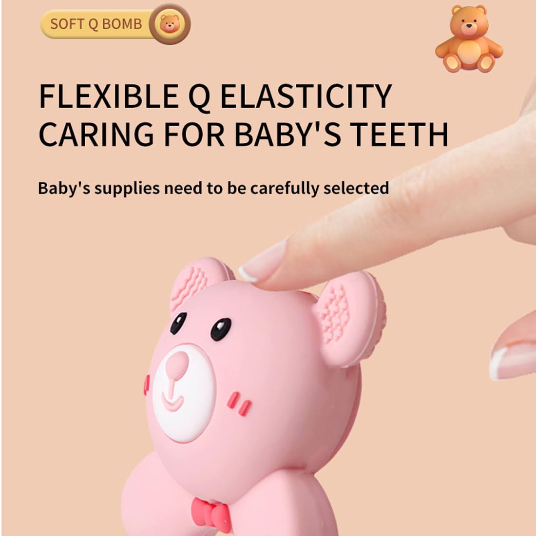 Anneau de Dentition Hochet Ours en Silicone pour Bébés 0-12 Mois - Jouet d'Éveil Doux pour Garçons et Filles