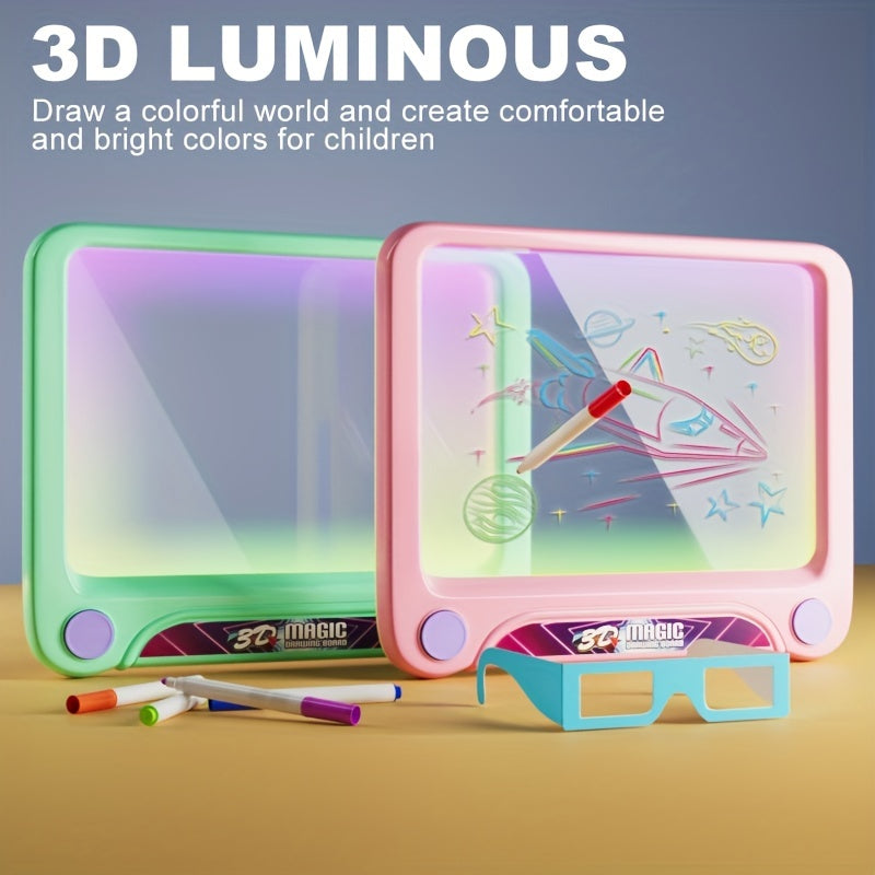 Tableau de dessin 3D pour enfants - Ardoise magique effaçable pour écrire et dessiner, jouet éducatif pour filles et garçons de 3 à 8 ans - Tableau coloré avec lumière LED pour peinture et écriture 3D - Cadeau d'anniversaire parfait ! King of Toys