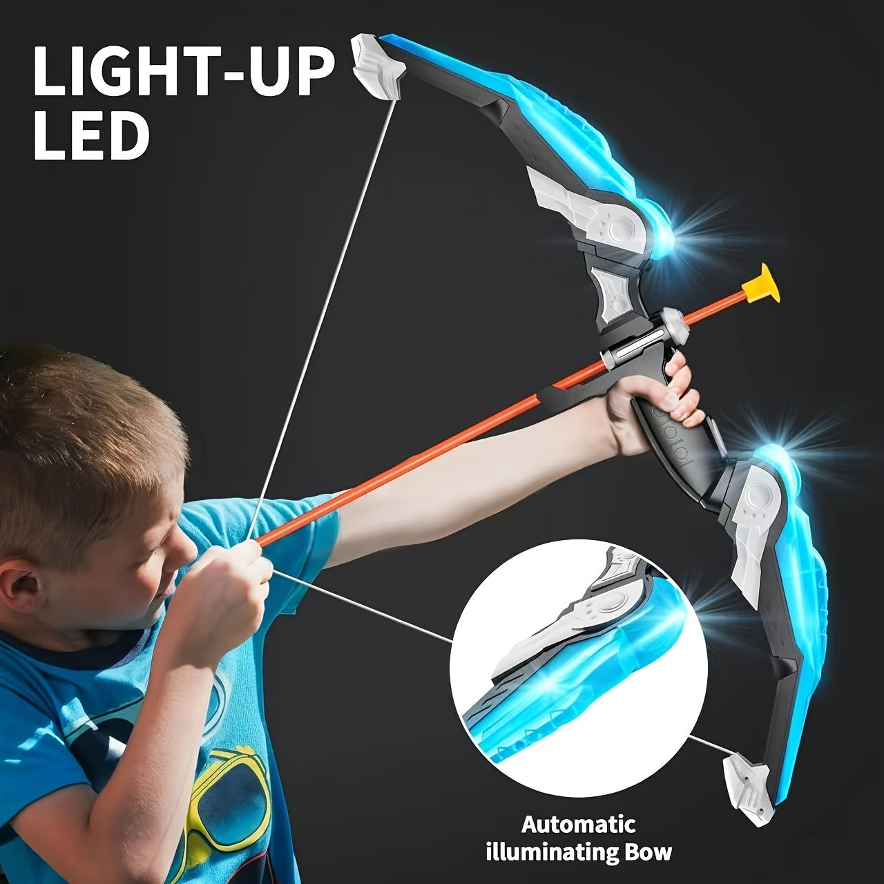 Set Arc et Flèches Lumineux pour Enfants - Kit de Sport Extérieur - Idéal pour Garçons & Filles de 3 à 8 Ans - Cadeau Anniversaire & Fêtes King of Toys