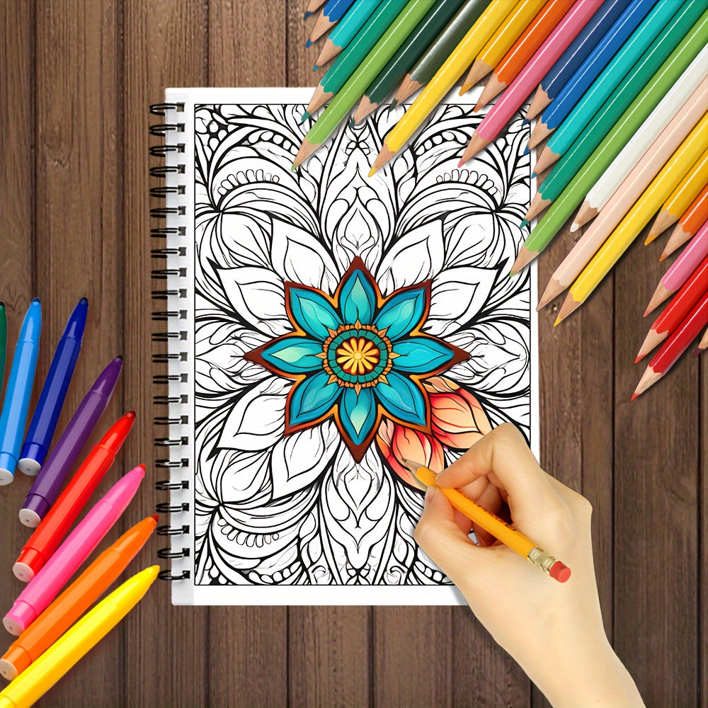 Livre de Coloriage à Spirale pour Ados & Adultes – 30 Motifs Uniques, Papier 100g, Détente et Cadeaux