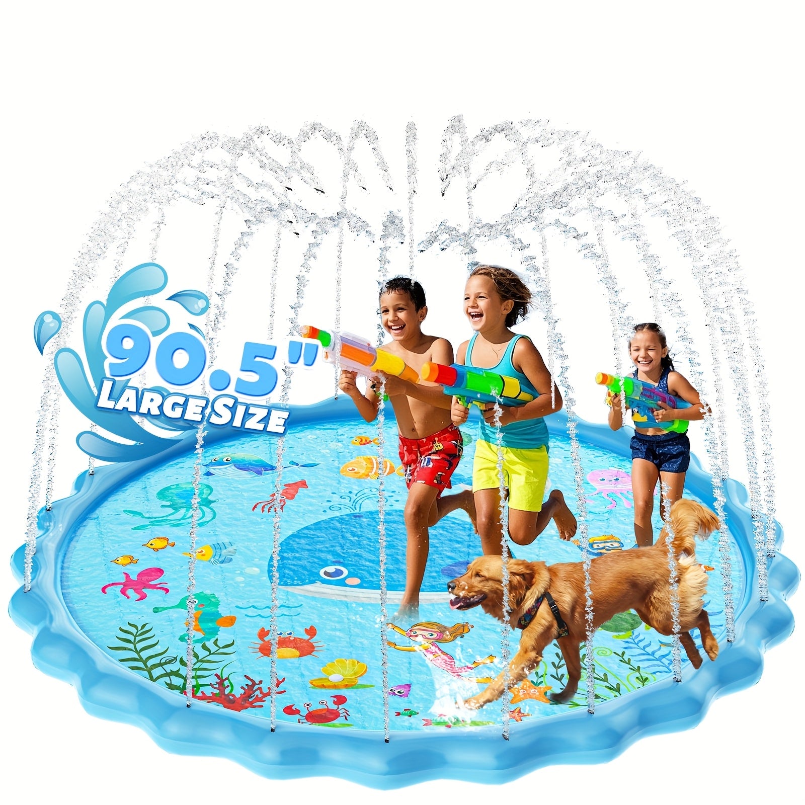 Tapis de Jeu Arroseur Antidérapant 170 cm pour Enfants & Chiens – Fontaine Centrale pour Été