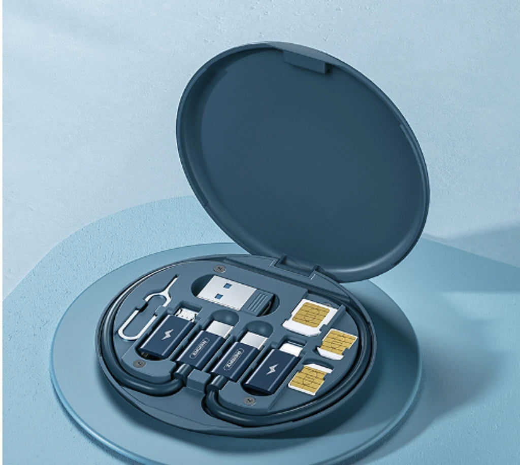 Boîte de rangement de câbles de données 6-en-1 | Coffret de câbles compacts à 4 ports, idées de cadeaux King of Toys