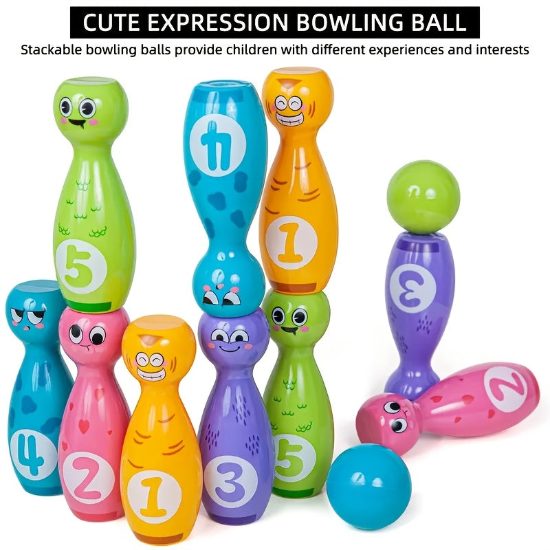 Ensemble de Bowling pour Enfants avec Expressions Cartoonesques Amusantes | Durable, Résistant à la Décoloration et à la Peinture, Cadeau Parfait pour Enfants et Tout-Petits King of Toys