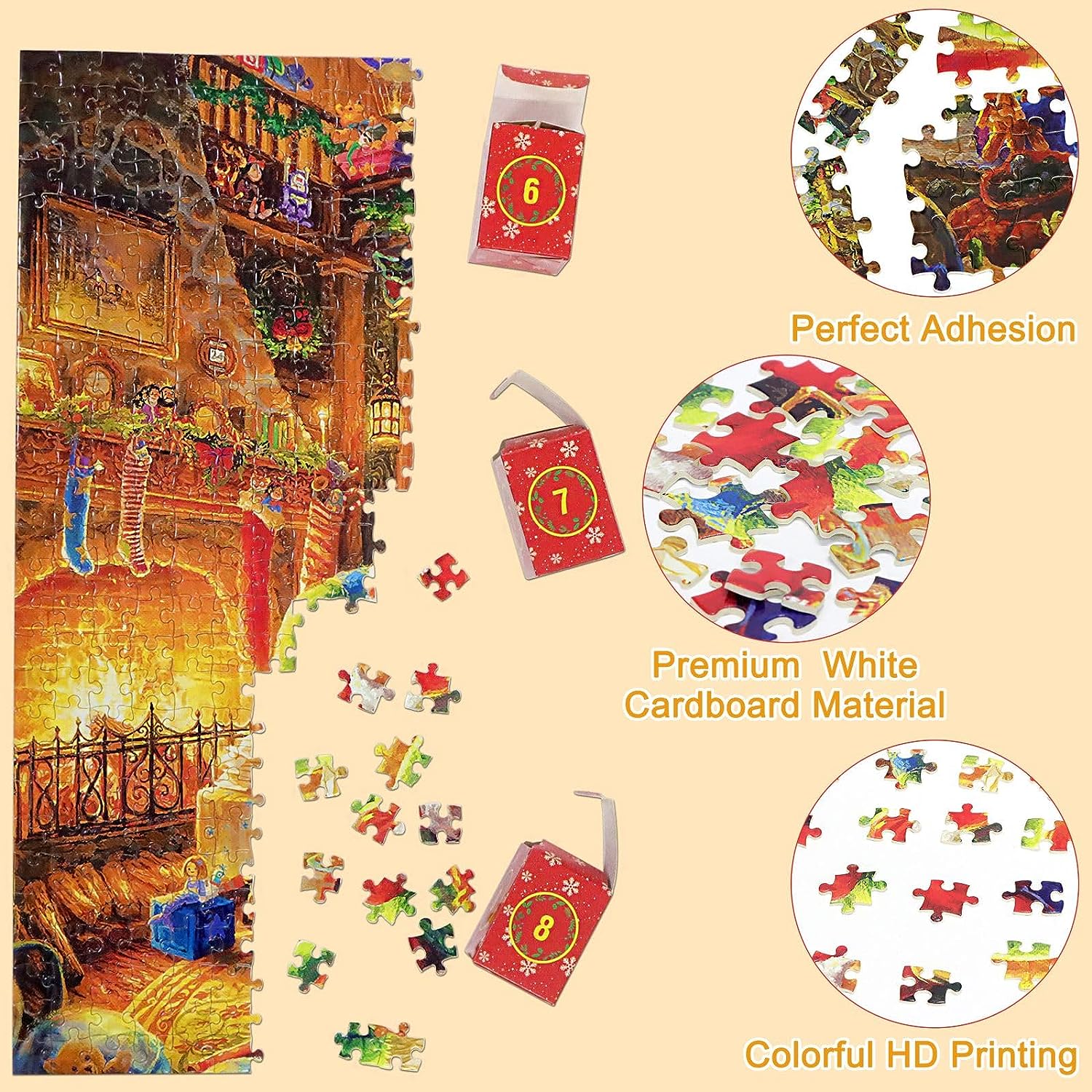 Calendrier de l'Avent Puzzle de Noël | Puzzle de 1008 Pièces, Calendrier de l'Avent de 24 Jours pour Enfants et Adultes King of Toys