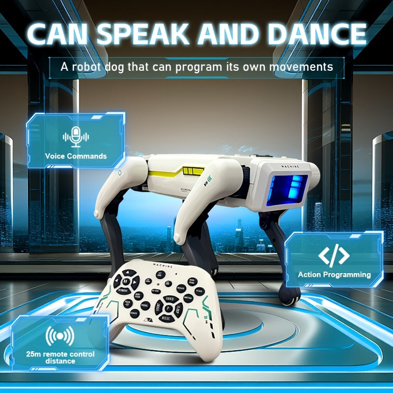 Robot Chien Intelligent AI | Mignon Compagnon AI, Commandes Vocales Programmables, Technologie Noire, Déverrouiller les futurs compagnons de jeu
