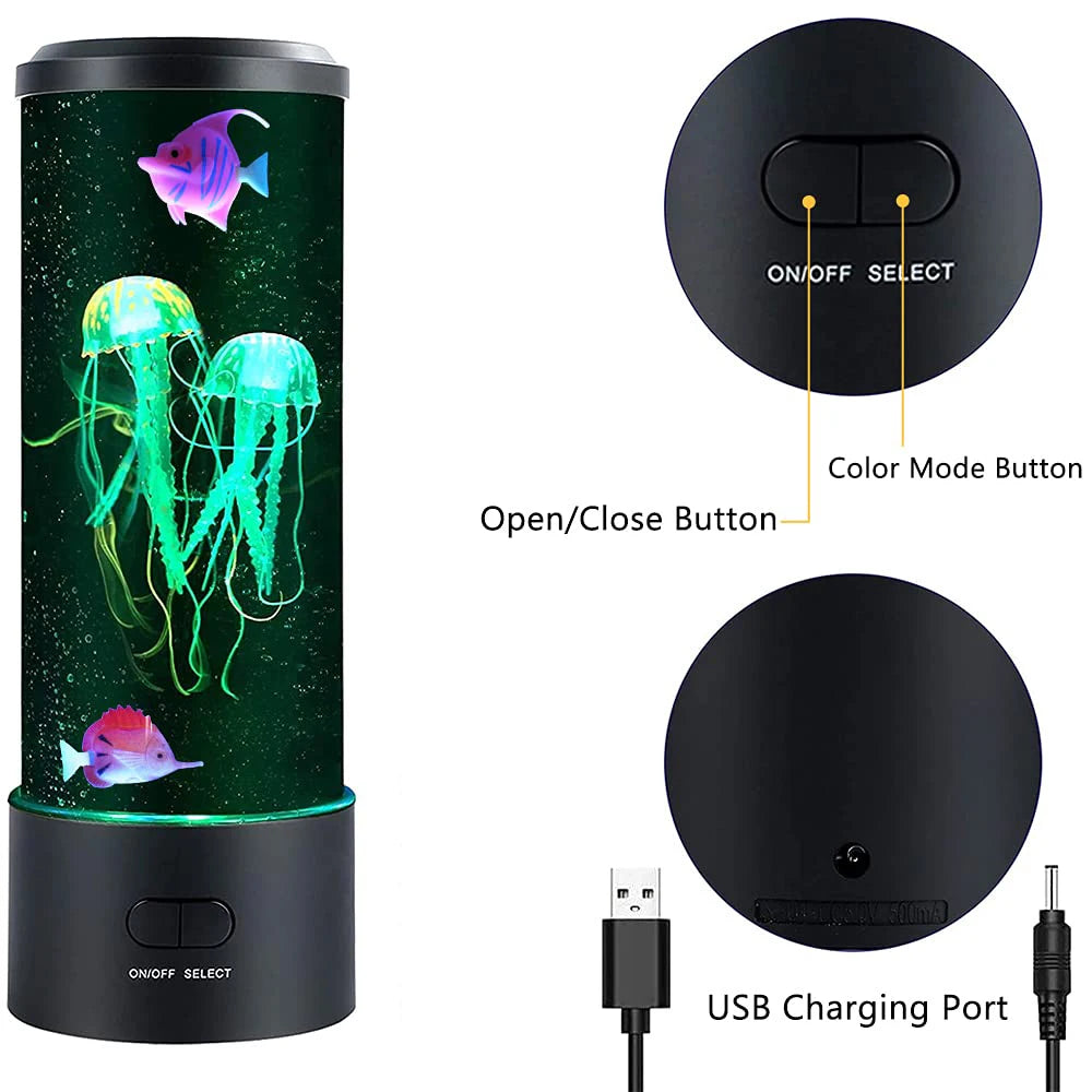 Lampe méduse LED | Aquarium lumineux avec télécommande et changement de couleurs, veilleuse King of Toys