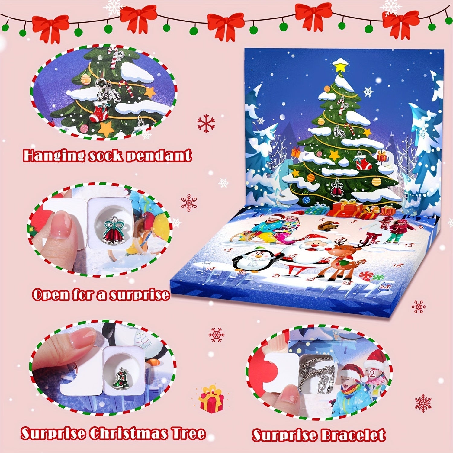 Kit Calendrier de l'Avent DIY Bracelet à Charms de Noël | Compte à Rebours 24 Jours avec Ensemble de Perles et Charms de Fêtes King of Toys