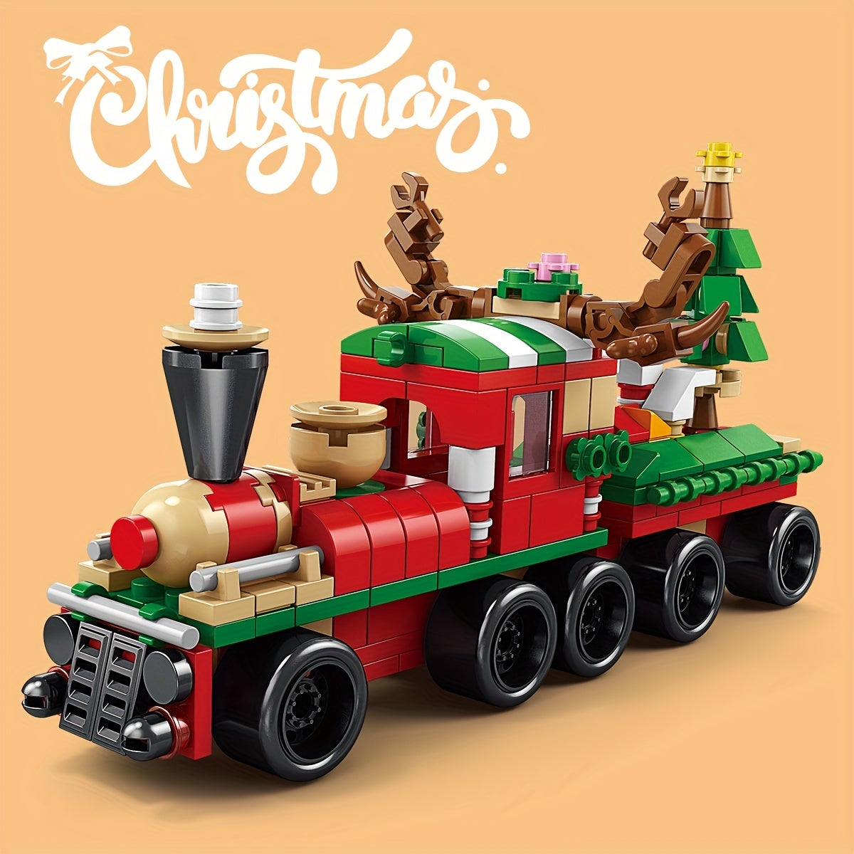 Train de Noël Éducatif 6-en-1 DIY | Jouet de Construction en Blocs pour Enfants, Cadeau de Noël