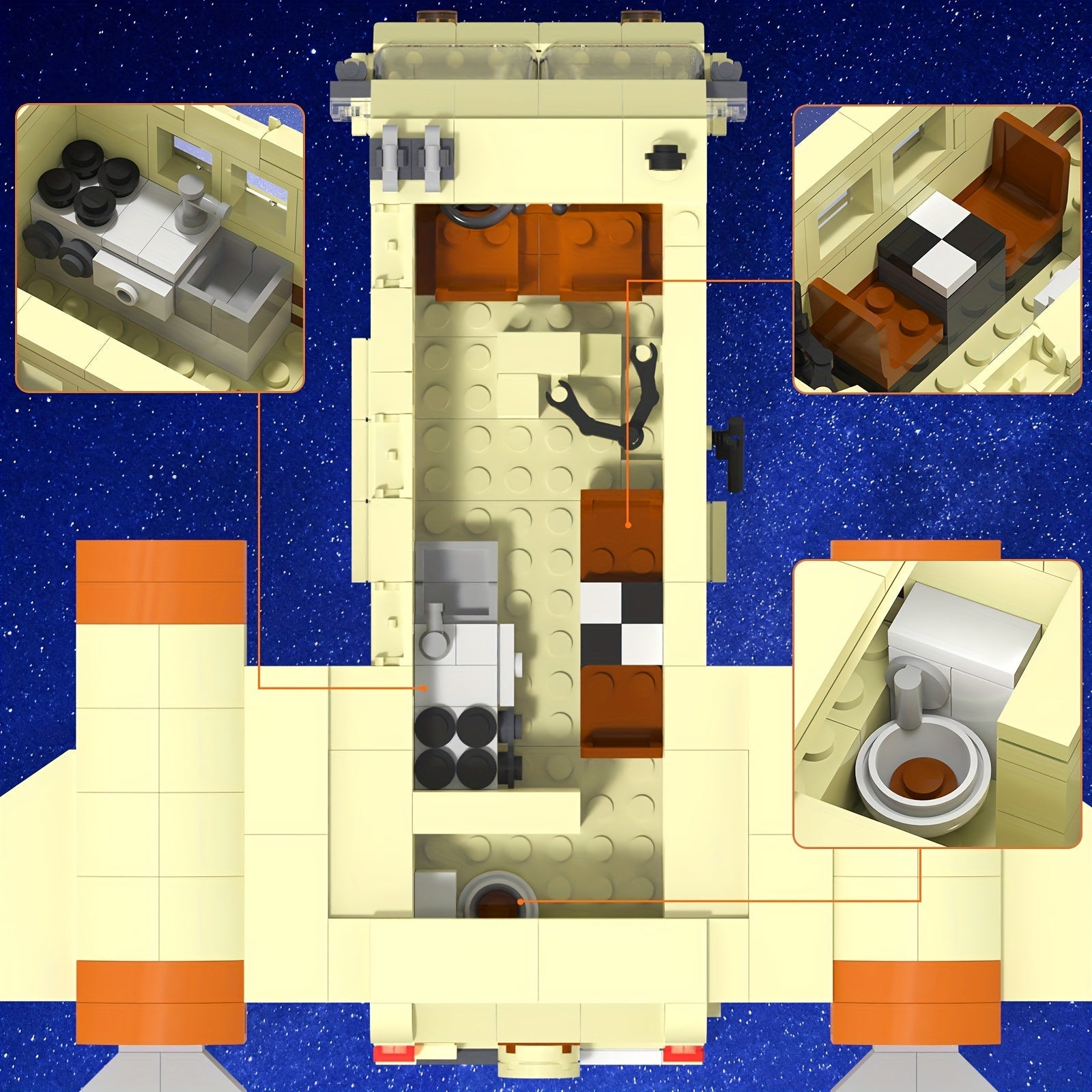 Set 667pcs - Modèle Voiture Spatiale avec Cockpit, Hyper-Jets & Space Ball - Cadeau Anniversaire King of Toys