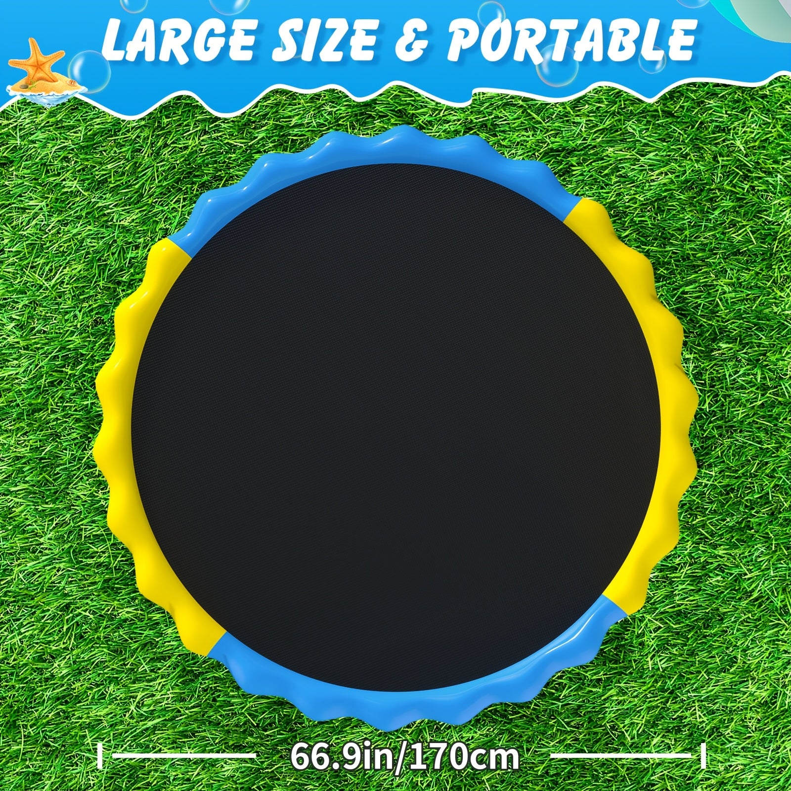 Tapis de Jeu Arroseur Antidérapant 170 cm pour Enfants & Chiens – Fontaine Centrale pour Été