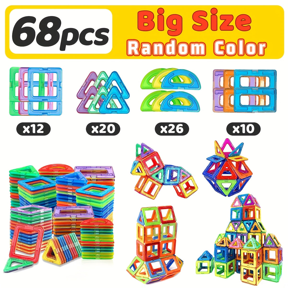 Blocs de Construction Magnétiques STEM pour Enfants 3 Ans et Plus - Kit Éducatif Grande Taille pour Tout-Petits Garçons et Filles - Jouet Magnétique Créatif