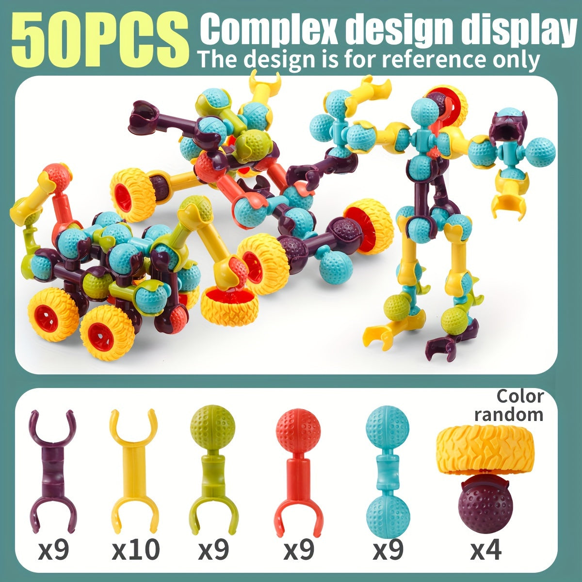 Blocs de Construction Articulés 50/95/190PCS - Jouet Créatif et Logique - Cadeau Noël/Action de Grâce/Nouvel An King of Toys
