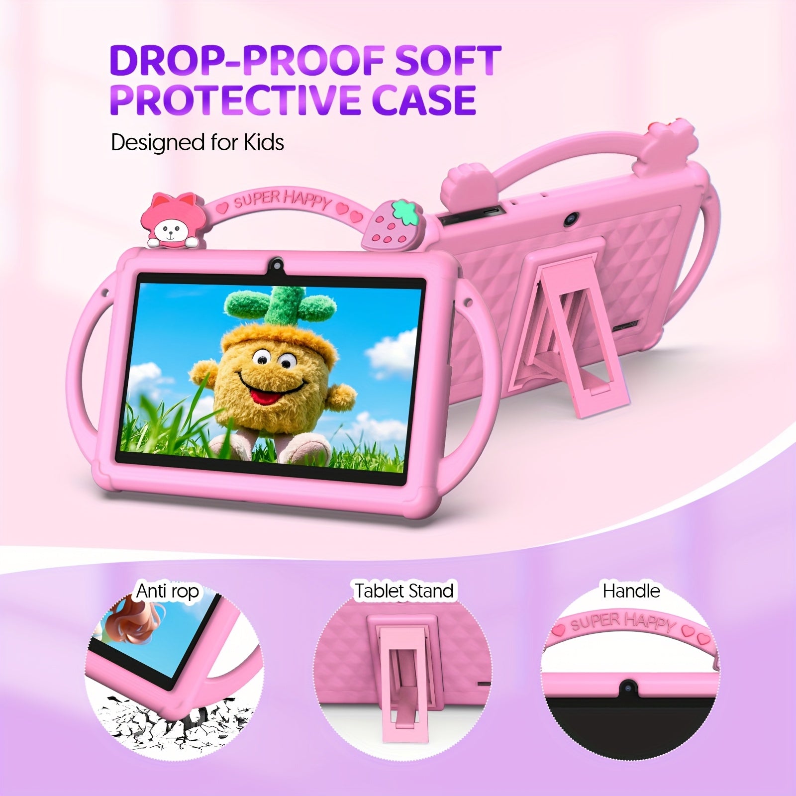 Tablette Enfant Android 13 – 7" IPS, 4 Go RAM, 32 Go, WiFi 5G, Caméras, Batterie 3500 mAh – Sécurisée & Ludique