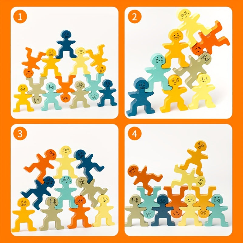 Blocs d'empilage en bois colorés - Jeu d'équilibre vibrant pour enfants, améliore la motricité fine et la concentration, parfait pour Noël et Thanksgiving King of Toys