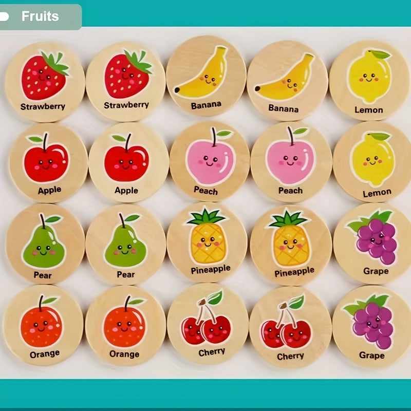 Jeu de Mémoire en Bois – Puzzle Éducatif avec Formes & Animaux Colorés – Apprentissage Précoce