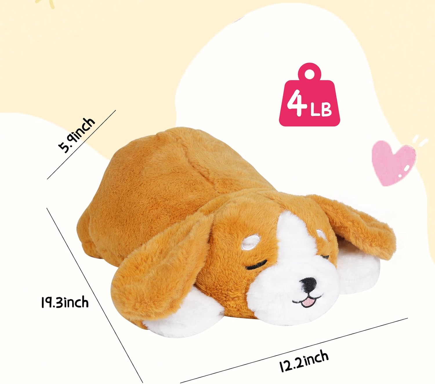 Chien En Peluche Pondérée 20 Pouces | Peluche Respirante Anti-Anxiété | Jouet de Calme pour Enfants et Adultes King of Toys